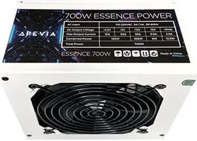 Alt view image 4 of 5 - Apevia ATX-ES700-WH Essence 700W ATX Semi-Modular Gaming Power Supply with Auto-Thermally Controlled 120mm Black Fan, 115/230V Switch, All Protections, White Casing