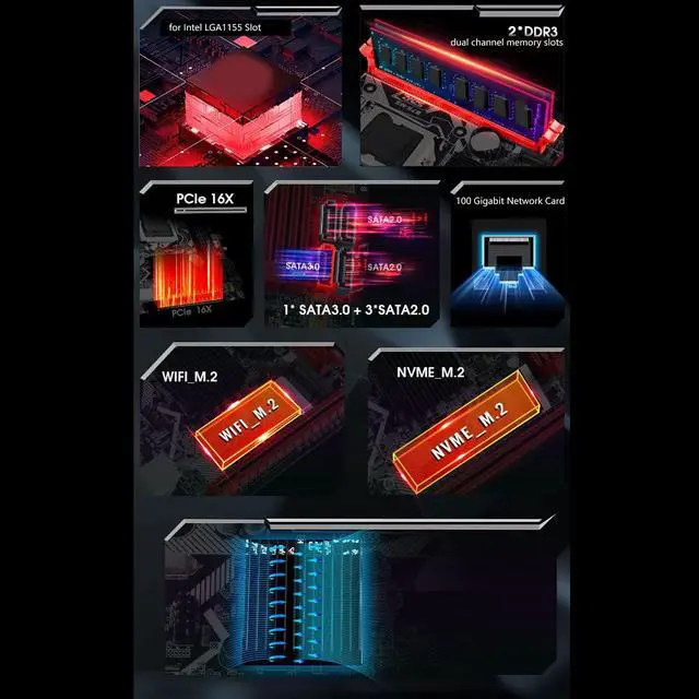 Alt view image 5 of 5 - B75 MS LGA 1155 Computer Motherboard, Gaming Motherboard, Support DDR3 Memory NVME M.2 M.2 USB3.0 SATA3.0 Motherboard Mainboard