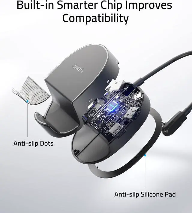 Alt view image 5 of 5 - Syntech Mini Dock Compatible with Steam Deck/Steam Deck OLED/ROG Ally, 6-in-1 Docking Station with HDMI 2.0 4K@60Hz, Gigabit Ethernet, 3 x USB 3.0, PD Charging Stable Round Doc