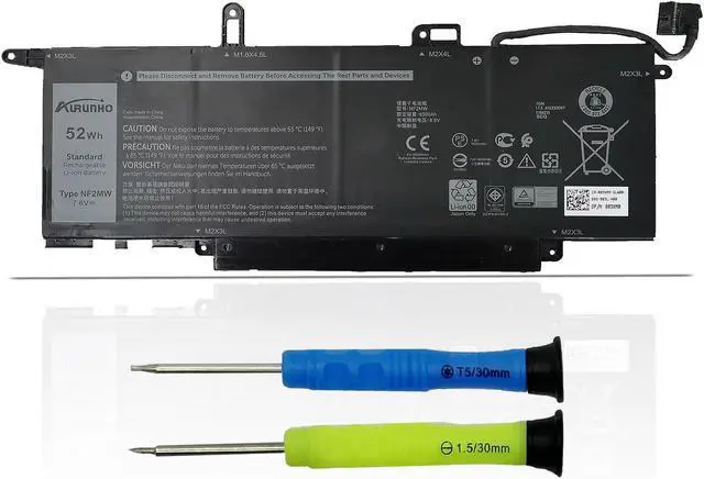 Main image of AURUNHO NF2MW 52Wh Laptop Battery Replacement for Dell Latitude 7400 2-in-1 Latitude 9410 2-in-1 Series Notebook P110G P110G001 7146W 08W3YY 085XM8 C76H7 0C76H7 0G8F6M 7.6V 52Wh 6500mAh 4-Cell