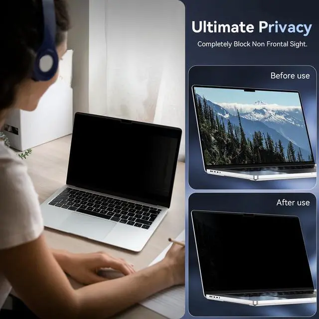 Alt view image 3 of 5 - Magnetic Privacy Screen Protector Compatible with MacBook Pro 16 Inch (2021-2024, M1, M2), Removable Anti Spy Blue Light Glare Shield Laptop Privacy Filter for Apple Mac Pro 16.2 in(A2991/A2485/A2780)