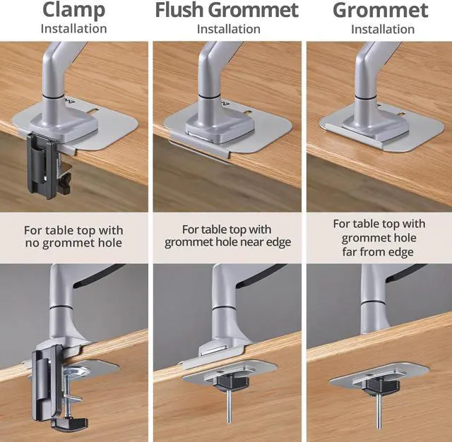 Alt view image 3 of 5 - AVLT Adjustable Reinforcement Plate Bracket Mount for Fragile Tabletop - Supports Monitor Stand with C Clamp Or Grommet Installation - Gray