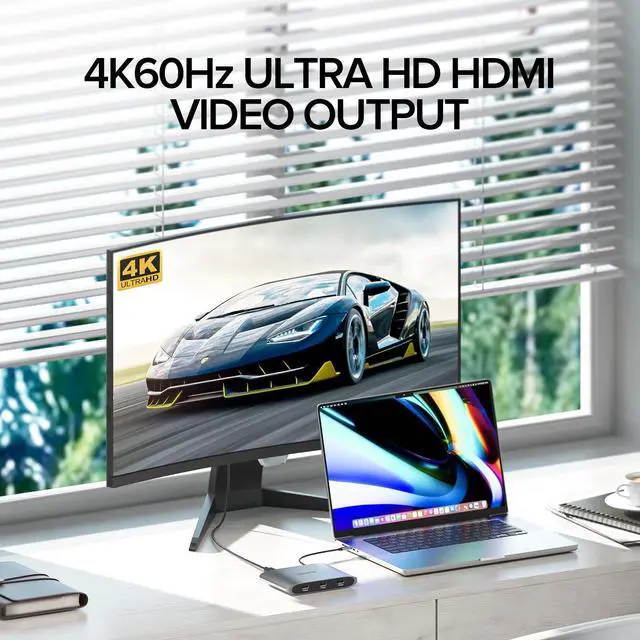 Alt view image 5 of 5 - PULWTOP 6-in-1 USB C Hub with 4K HDMI,3 USBC 10 Gbps Data Ports, Full-Featured USB-C100W Power Delivery+10 Gbps Data Ports+4K DP