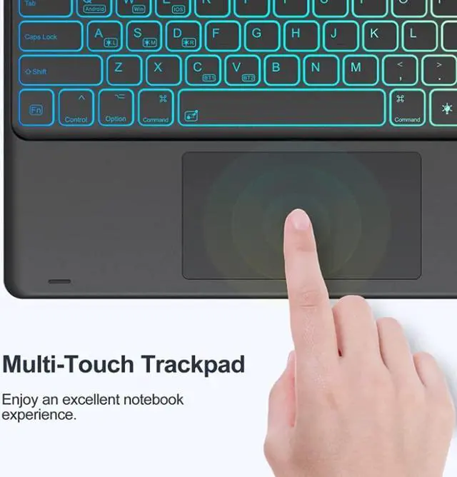 Alt view image 5 of 5 - QYiiD Backlit Touchpad Keyboard Case for Galaxy Tab S10 Ultra/S9 Ultra/S8 Ultra, PU Leather Stand Cover with S Pen Holder & 7 Colors Backlight Keyboard for 14.6" Tab S8/S9/S10 Ultra, Black