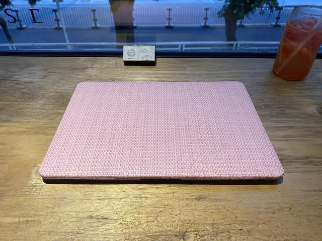 Alt view image 3 of 5 - BaayCerrie Pink Woven Fabric Design for MacBook Air 15 inch Case Model A3114 A2941 2024 2023 M3 M2 Chip