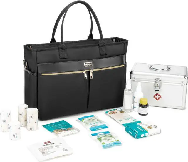 Alt view image 2 of 5 - Rabjen Nurse Tote Bag, Laptop Work Bag, Medical Supplies Shoulder Bag for Home Health Care and nursing student