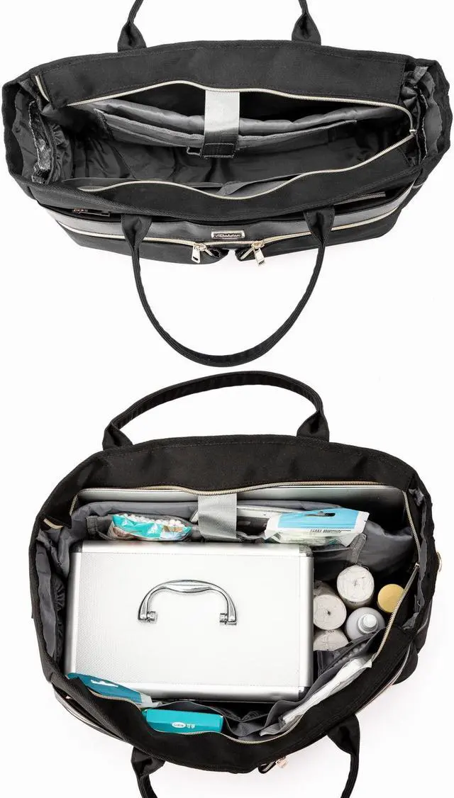 Alt view image 4 of 5 - Rabjen Nurse Tote Bag, Laptop Work Bag, Medical Supplies Shoulder Bag for Home Health Care and nursing student