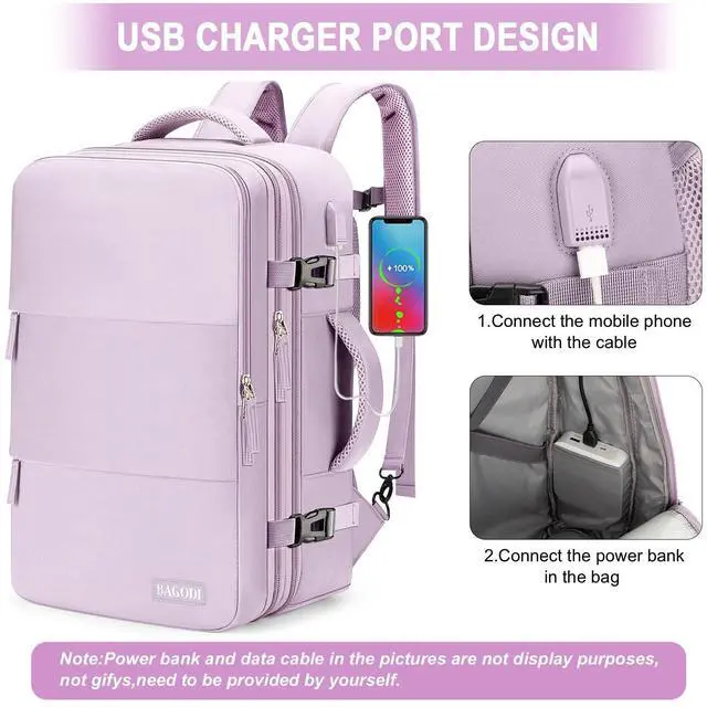 Alt view image 2 of 5 - BAGODI Carry-On Backpack, 42L Airline Approved Gym Backpack for Men & Women, Waterproof, Business & Laptop Daypack, Casual Hiking Pack