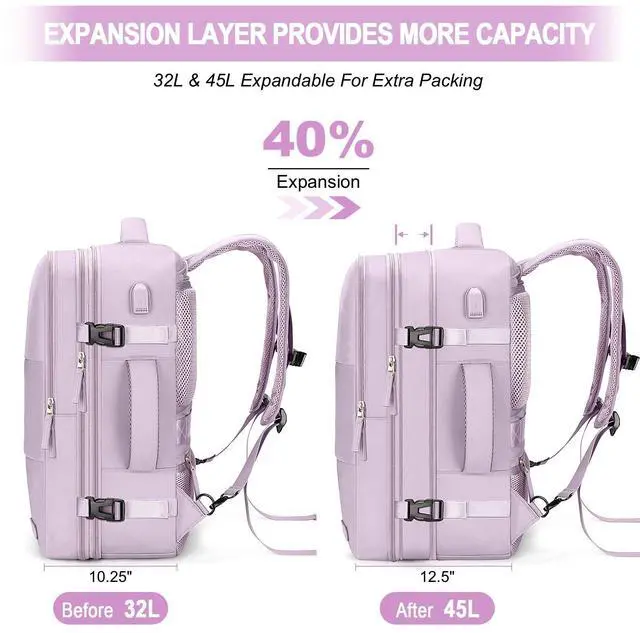 Alt view image 3 of 5 - BAGODI Carry-On Backpack, 42L Airline Approved Gym Backpack for Men & Women, Waterproof, Business & Laptop Daypack, Casual Hiking Pack