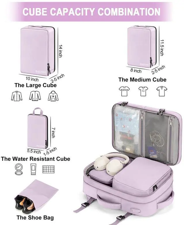 Alt view image 5 of 5 - BAGODI Carry-On Backpack, 42L Airline Approved Gym Backpack for Men & Women, Waterproof, Business & Laptop Daypack, Casual Hiking Pack