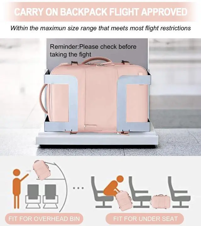 Alt view image 5 of 5 - BAGODI Carry On Backpack, 42L Flight Approved Travel Backpack for Men Women,Airline Approved Gym Backpack Waterproof Business Laptop Daypack Laptop Backpack,Casual Daypack for Business Weekend Hiking