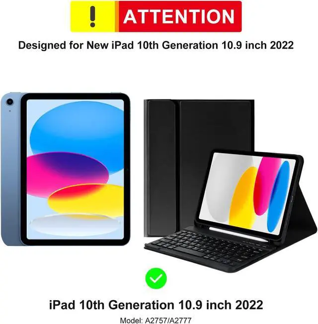 Alt view image 2 of 5 - TQQ iPad 10th Generation Case with Keyboard (10.9", 2022),iPad Keyboard Case for 10.9" 10th Gen, Detachable - Pencil Holder - Flip Stand Cover - Keyboard Case for iPad 10th Gen 10.9 inch 2022 Black