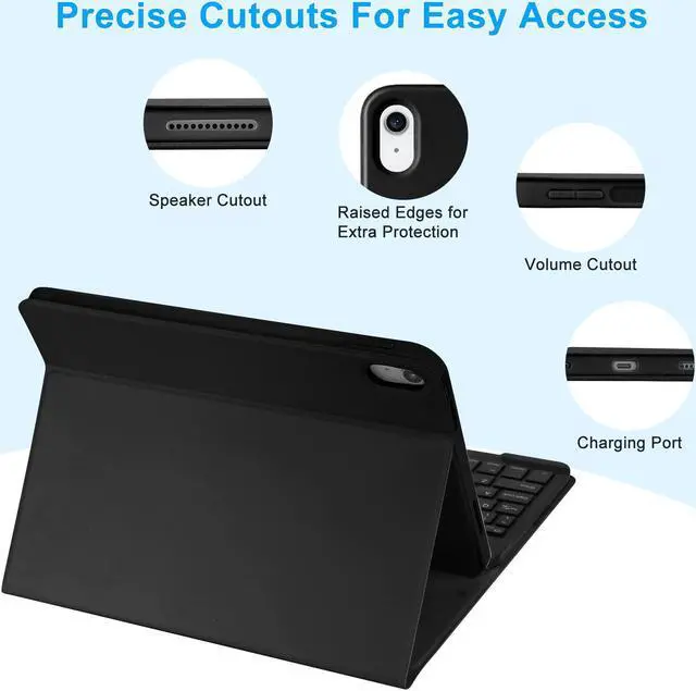 Alt view image 3 of 5 - TQQ iPad 10th Generation Case with Keyboard (10.9", 2022),iPad Keyboard Case for 10.9" 10th Gen, Detachable - Pencil Holder - Flip Stand Cover - Keyboard Case for iPad 10th Gen 10.9 inch 2022 Black