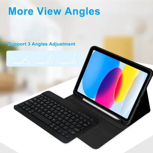 Alt view image 4 of 5 - TQQ iPad 10th Generation Case with Keyboard (10.9", 2022),iPad Keyboard Case for 10.9" 10th Gen, Detachable - Pencil Holder - Flip Stand Cover - Keyboard Case for iPad 10th Gen 10.9 inch 2022 Black