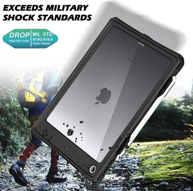 Alt view image 4 of 5 - Transy for Waterproof iPad 10.2 Case, Waterproof iPad 9th /8th/7th Generation Case Built-in Screen Protector, Full Body Shockproof Protection Case with Strap for iPad 10.2 inches 2021/2020/2019