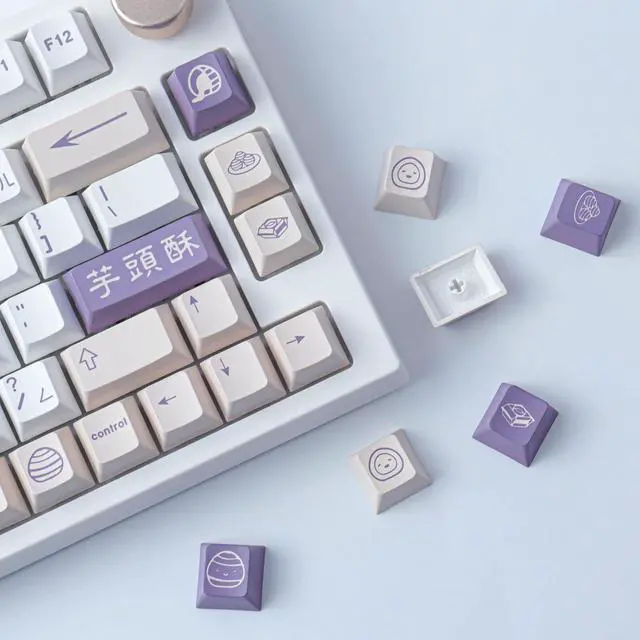 Alt view image 3 of 5 - Tsungup PBT Keycaps, 142 Keys Cherry Profile Keycap Dye Sublimation Taro Crisp Customized Keycaps for ANSI Layout Cherry MX Switches Mechanical Keyboards