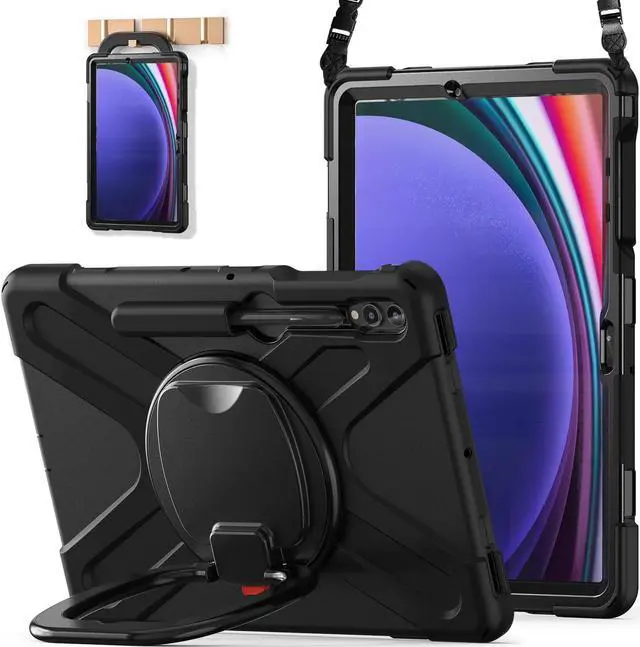 Main image of BATYUE Case for Samsung Galaxy Tab S10+ Plus /S9 FE+ Plus /S9+ Plus /S8+ Plus /S7+ Plus /S7 FE 5G 12.4 inch, Shockproof Protective Tablet Case with Shoulder Strap, Kickstand, Black