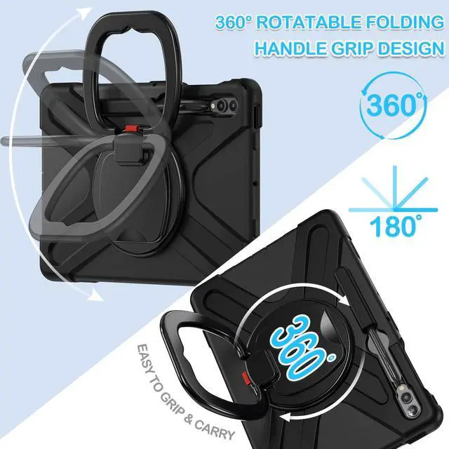 Alt view image 3 of 5 - BATYUE Case for Samsung Galaxy Tab S10+ Plus /S9 FE+ Plus /S9+ Plus /S8+ Plus /S7+ Plus /S7 FE 5G 12.4 inch, Shockproof Protective Tablet Case with Shoulder Strap, Kickstand, Black