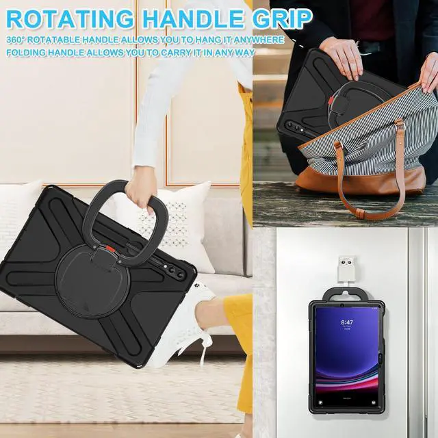 Alt view image 4 of 5 - BATYUE Case for Samsung Galaxy Tab S10+ Plus /S9 FE+ Plus /S9+ Plus /S8+ Plus /S7+ Plus /S7 FE 5G 12.4 inch, Shockproof Protective Tablet Case with Shoulder Strap, Kickstand, Black