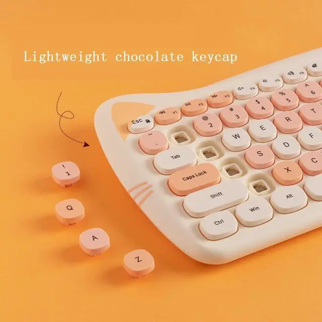 Alt view image 2 of 5 - Cute Cat Keyboard and Mouse Combo, TzBBL Keyboard and Mouse Set, Compatible with Notebook, PC