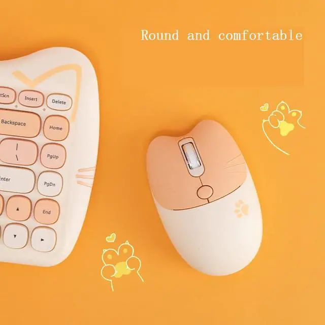 Alt view image 3 of 5 - Cute Cat Keyboard and Mouse Combo, TzBBL Keyboard and Mouse Set, Compatible with Notebook, PC