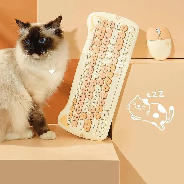Alt view image 5 of 5 - Cute Cat Keyboard and Mouse Combo, TzBBL Keyboard and Mouse Set, Compatible with Notebook, PC