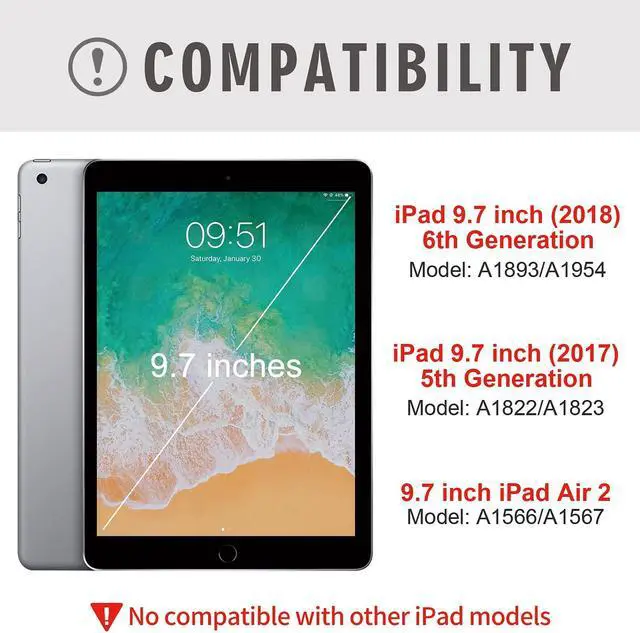 Alt view image 2 of 5 - Keyboard Case for iPad 9.7 inch 5th 6th Generation,360° Rotatable iPad Air 2 Keyboard Case with Pencil Holder(2018/2017/2014),7 Color Backlit Bluetooth Keyboard Smart Folio Tablet Cover(Rose Gold)