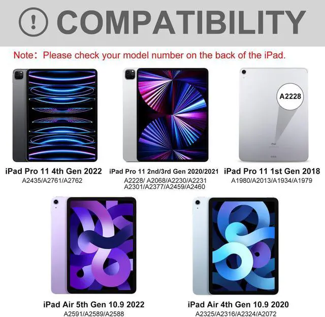 Alt view image 2 of 5 - Keyboard case for ipad Air 11 inch(M2 2024)/10.9 Inch Air 5th 4th Generation & iPad Pro 11 inch (1st/2nd/3rd/4th Gen) 360deg rotational case Folio Cover with Pencil Holder - Backlit Detachable-(Teal)