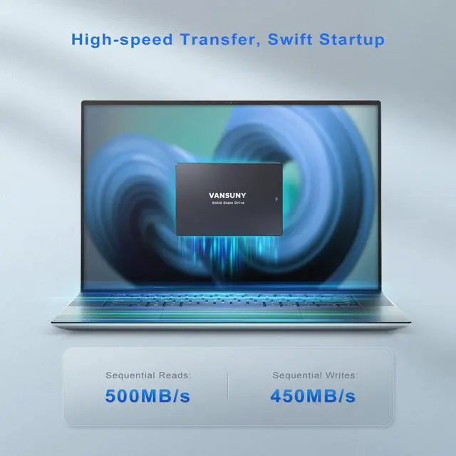 Alt view image 2 of 5 - Vansuny 512GB SATA III SSD Internal Solid State Drive 2.5 Internal Drive Advanced 3D NAND Flash Up to 500MB/s SSD Hard Drive for PC Laptop
