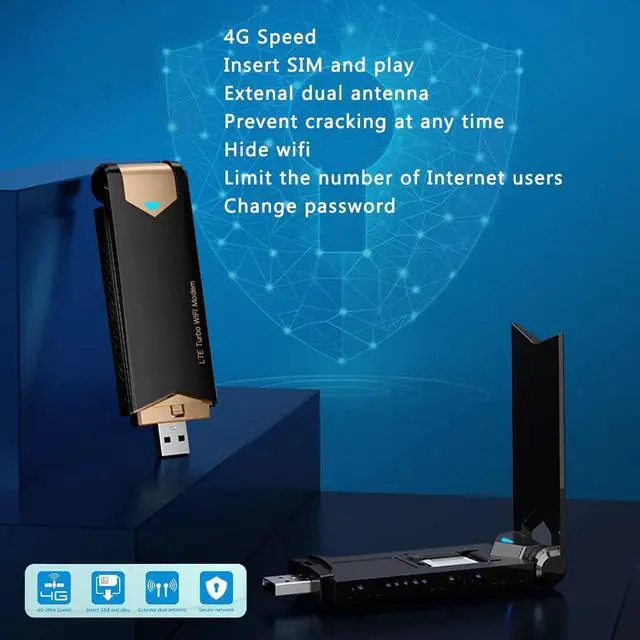 Alt view image 2 of 5 - WDINLY 4G LTE USB Modem Dongle Router with WiFi Hotspot, High Speed Modem Wireless Internet WiFi Hotspot Router Unlocked Portable Support 4G FDD: B2/ B4/ B5/ B12/ B17 for PC, Desktop, Laptop, Tablet