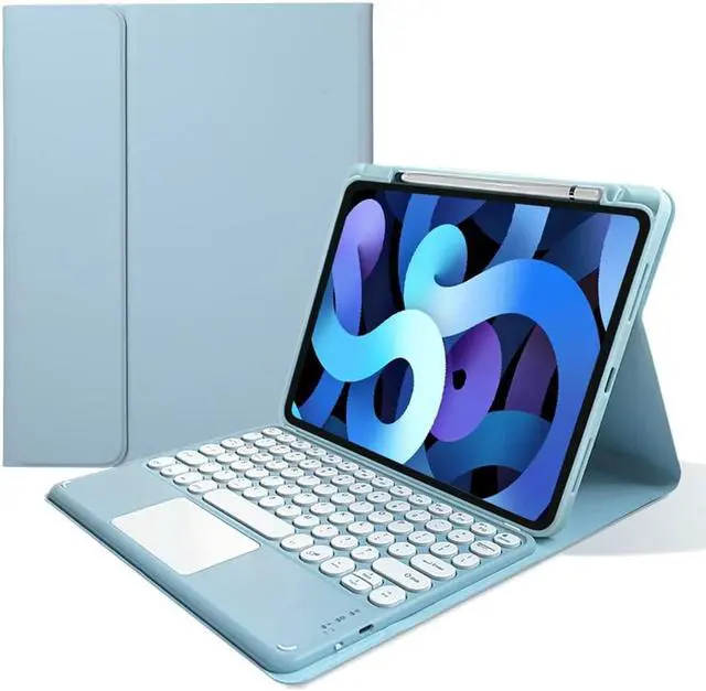 Main image of kaitesi Keyboard Case for iPad Air 11" (M3/M2)/ Air (5th/4th Gen) 10.9"/ Pro 11" (4th/3rd/2nd/1st Generation) Case with Touchpad Detachable Color Keyboard(Misty Blue)