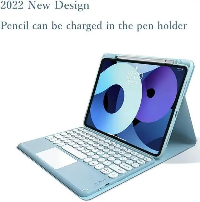 Alt view image 5 of 5 - kaitesi Keyboard Case for iPad Air 11" (M3/M2)/ Air (5th/4th Gen) 10.9"/ Pro 11" (4th/3rd/2nd/1st Generation) Case with Touchpad Detachable Color Keyboard(Misty Blue)