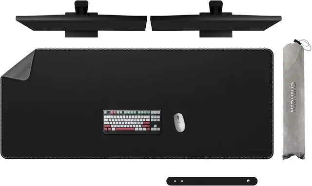 Main image of Chihein PU Leather Desk Mat 59" x 24" Dual Side Office Desk Pad, Ultra Large Mouse Pad, Waterproof Writing Desk pad for Office/Home/Gaming (Black/Gray)