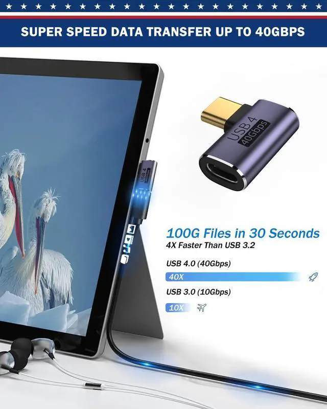 Alt view image 4 of 5 - ShineeKee 90 Degree Right Angle USB C Adapter 40Gbps Data Transfer USB 4.0/Thunderbolt 4 Type C Male to Female Connector Extender for Mobile Phone, Switch, Steam Deck, Tablet, Laptop (12 Pack)