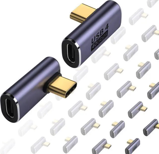 Main image of ShineeKee 90 Degree Right Angle USB C Adapter 40Gbps Data Transfer USB 4.0/Thunderbolt 4 Type C Male to Female Connector Extender for Mobile Phone, Switch, Steam Deck, Tablet, Laptop (12 Pack)