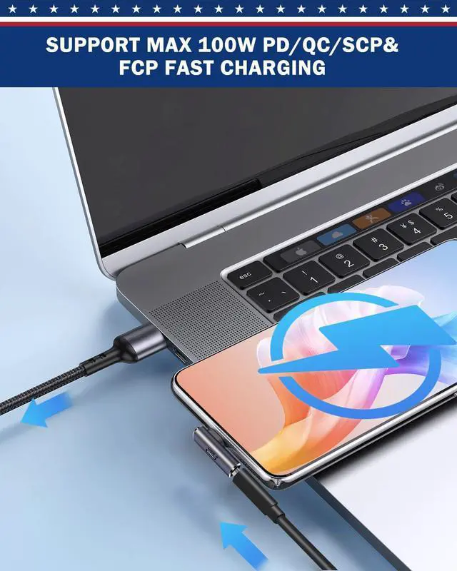 Alt view image 2 of 5 - ShineeKee 90 Degree Right Angle USB C Adapter 40Gbps Data Transfer USB 4.0/Thunderbolt 4 Type C Male to Female Connector Extender for Mobile Phone, Switch, Steam Deck, Tablet, Laptop (12 Pack)