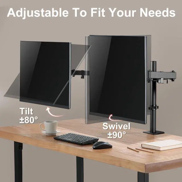 Alt view image 3 of 5 - C-MOUNTS Dual Monitor Desk Mount Easily Set UpFully Adjustable Monitor Mount for 2 Monitors Up to 32 Inch,Heavy Duty Dual Monitor Stand Holds up to 22 LBS