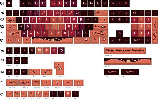 Main image of CN GAMING PBT Keycaps 140 Full Keys Set Custom Keycaps, Cherry Profile Dye-Sublimation, Compatiability with 100%, 96%, 90%, 85%, 80%, 75%, 65%, 60% Percent Mechanical Keyboard (Thorns)