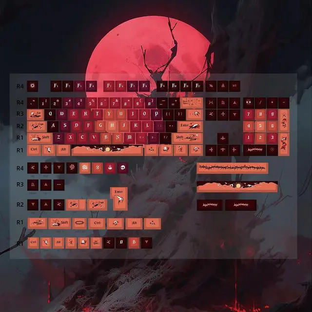 Alt view image 2 of 4 - CN GAMING PBT Keycaps 140 Full Keys Set Custom Keycaps, Cherry Profile Dye-Sublimation, Compatiability with 100%, 96%, 90%, 85%, 80%, 75%, 65%, 60% Percent Mechanical Keyboard (Thorns)