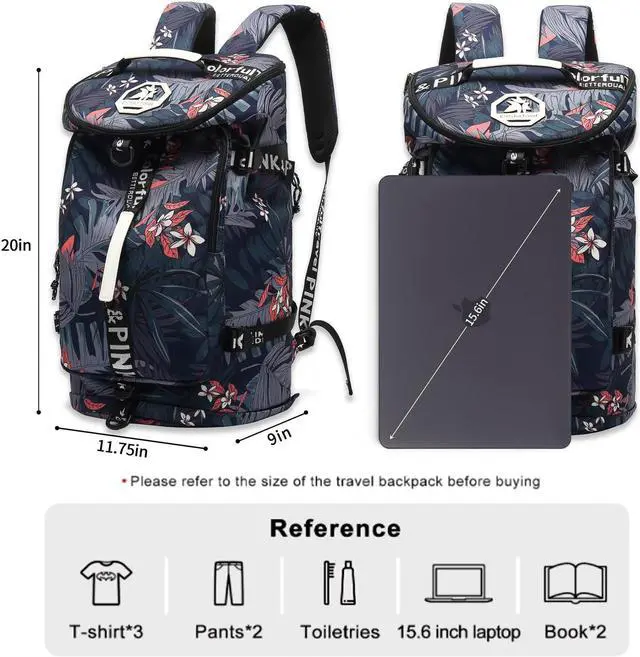 Alt view image 3 of 5 - Floral gym duffel bag backpack, fashion wrestling bag,with shoe compartment, 4 kinds of back method waterproof travel sports walking laptop Lightweight (A-Floral Blue)