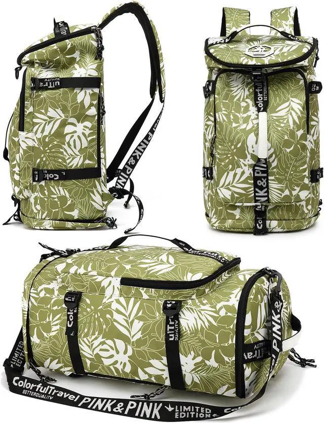 Floral gym duffel bag backpack, fashion wrestling bag,with shoe