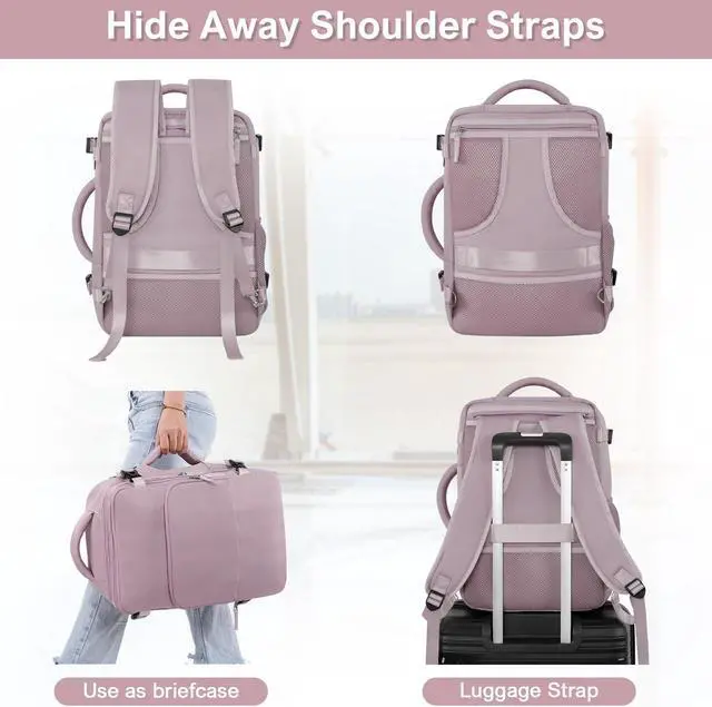 Alt view image 4 of 5 - Sinaliy Travel laptop Backpack for Women, Personal Item Size Flight Approved, 16 Inch Laptop Bag with Multi-Pockets, College Computer Bag, Waterproof Carry On Backpack Casual Daypack Backpack