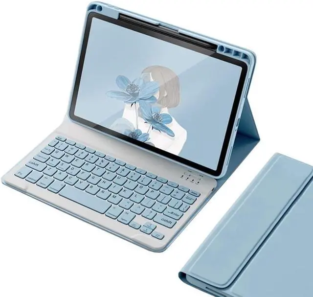 Main image of kaitesi Keyboard Case for iPad 9th 8th 7th Generation 10.2/ Air 3rd Gen Pro 10.5, Magnetically Detachable Bluetooth Color Keyboard Smart Folio Cover (Misty Blue)