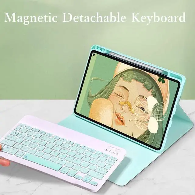 Alt view image 3 of 5 - kaitesi iPad 10.2 inch Keyboard Case iPad 9th 8th 7th Generation iPad Air 3 Pro 10.5 inch Case with Magnetically Detachable Bluetooth Color Keyboard Cover (Mint Green)