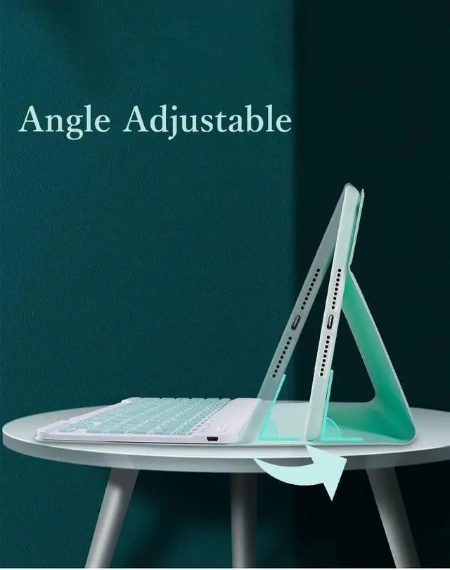 Alt view image 4 of 5 - kaitesi iPad 10.2 inch Keyboard Case iPad 9th 8th 7th Generation iPad Air 3 Pro 10.5 inch Case with Magnetically Detachable Bluetooth Color Keyboard Cover (Mint Green)