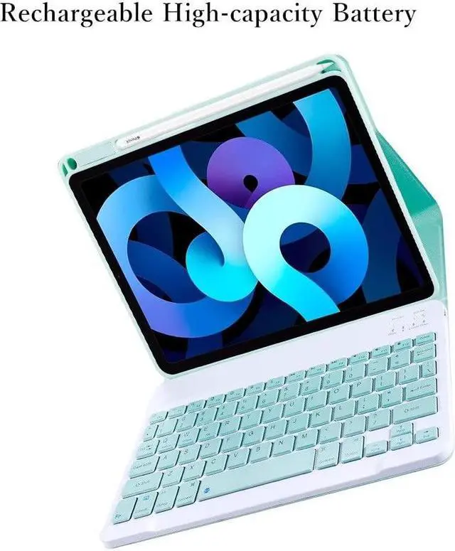 Alt view image 5 of 5 - kaitesi iPad 10.2 inch Keyboard Case iPad 9th 8th 7th Generation iPad Air 3 Pro 10.5 inch Case with Magnetically Detachable Bluetooth Color Keyboard Cover (Mint Green)