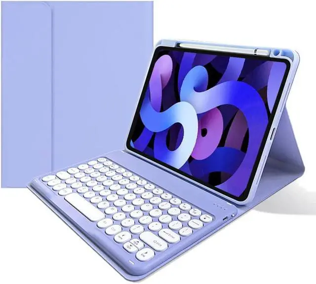 Main image of kaitesi Keyboard Case for iPad 9th Generation 8th 7th Gen 10.2"/ iPad Air 3rd Gen 10.5"/iPad Pro 10.5 inch Keyboard Case Detachable BT Keyboard Round Key (Purple)