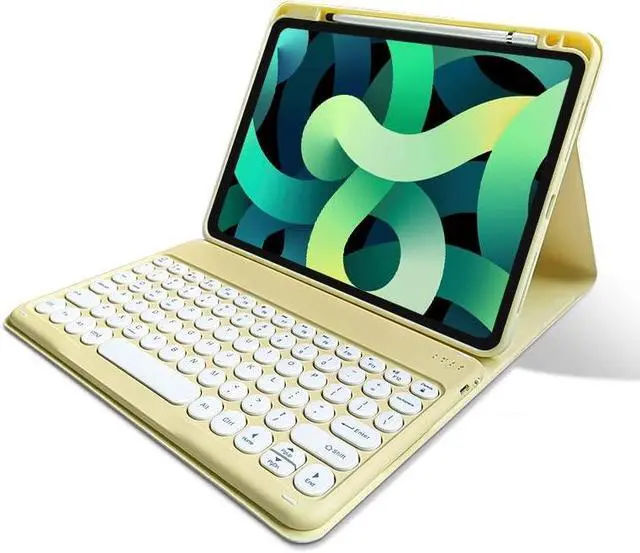 Alt view image 5 of 5 - kaitesi Keyboard Case for iPad 9th Generation 8th 7th Gen 10.2"/ iPad Air 3rd Gen 10.5"/iPad Pro 10.5 inch Keyboard Case Detachable BT Keyboard Round Key (Yellow)