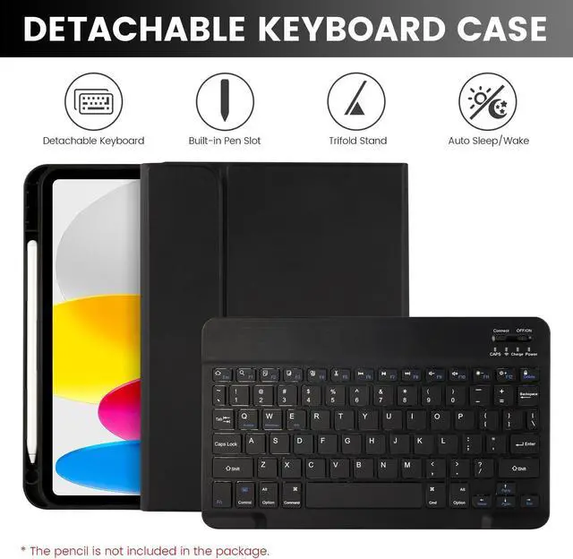 Alt view image 3 of 5 - SOPPY Bluetooth Keyboard Case with Mouse for iPad 11th Gen. (A16) 11-inch 2025, 10th Generation 10.9 inch 2022, Detachable Protective Cover, with Built-in Pen Holder, USB-C Rechargeable, Black