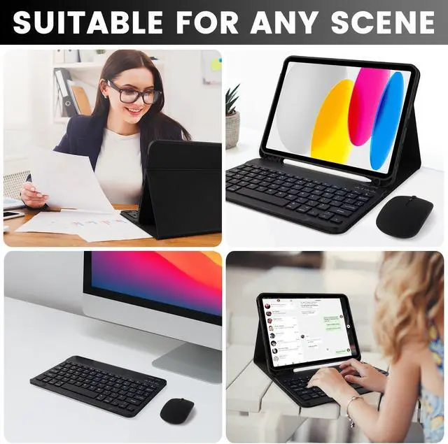 Alt view image 4 of 5 - SOPPY Bluetooth Keyboard Case with Mouse for iPad 11th Gen. (A16) 11-inch 2025, 10th Generation 10.9 inch 2022, Detachable Protective Cover, with Built-in Pen Holder, USB-C Rechargeable, Black